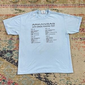 Vintage Arkansas State 12th Grade Reading Test Funny Humor 1990s Graphic Tee